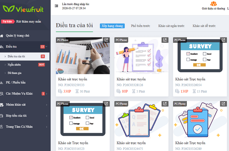 tra loi khao sat tren vnviewfruit